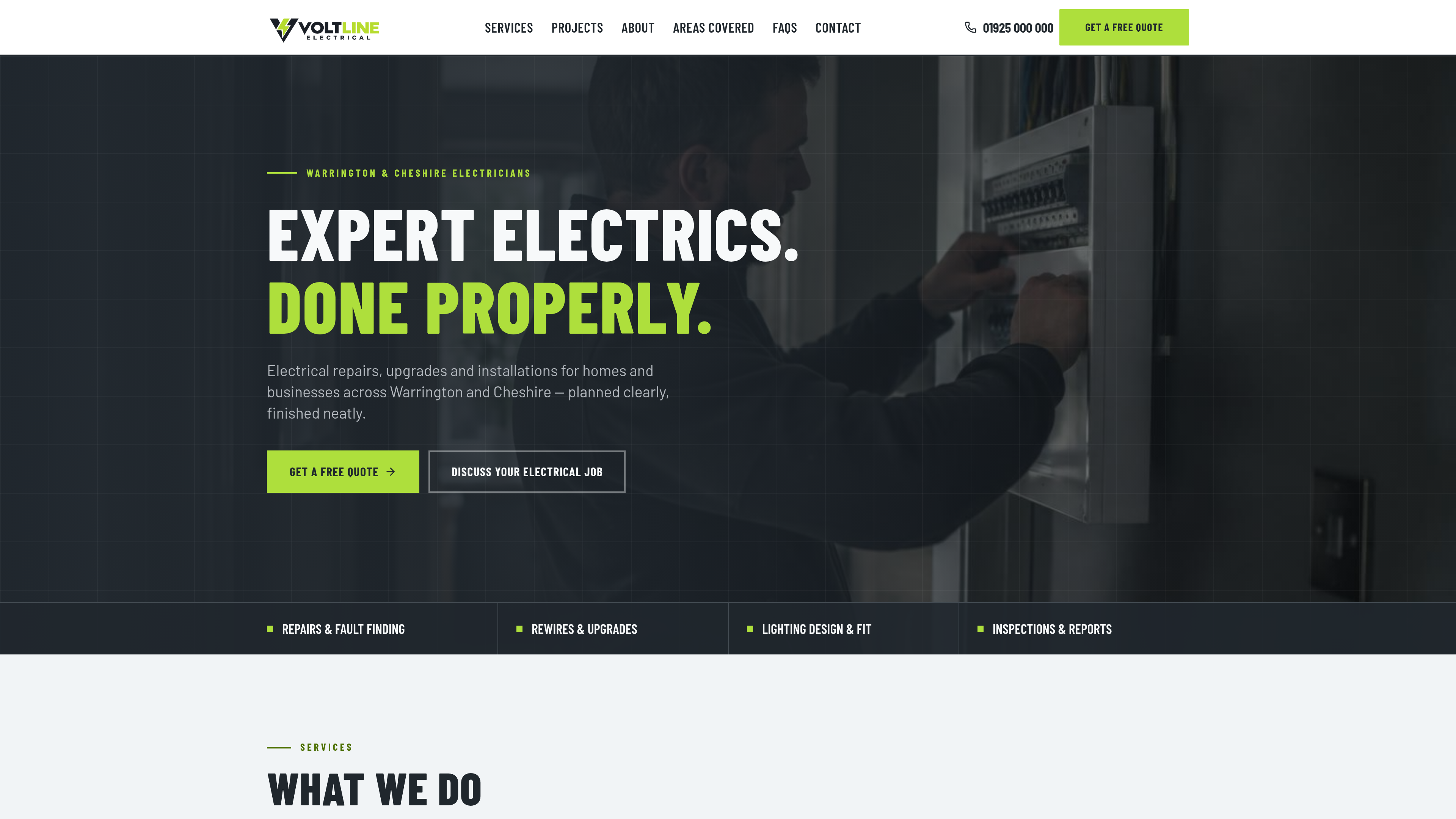 Voltline Electrical website screenshot
