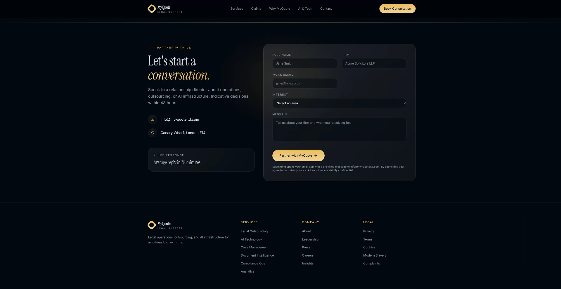 MyQuote — Contact & enquiries