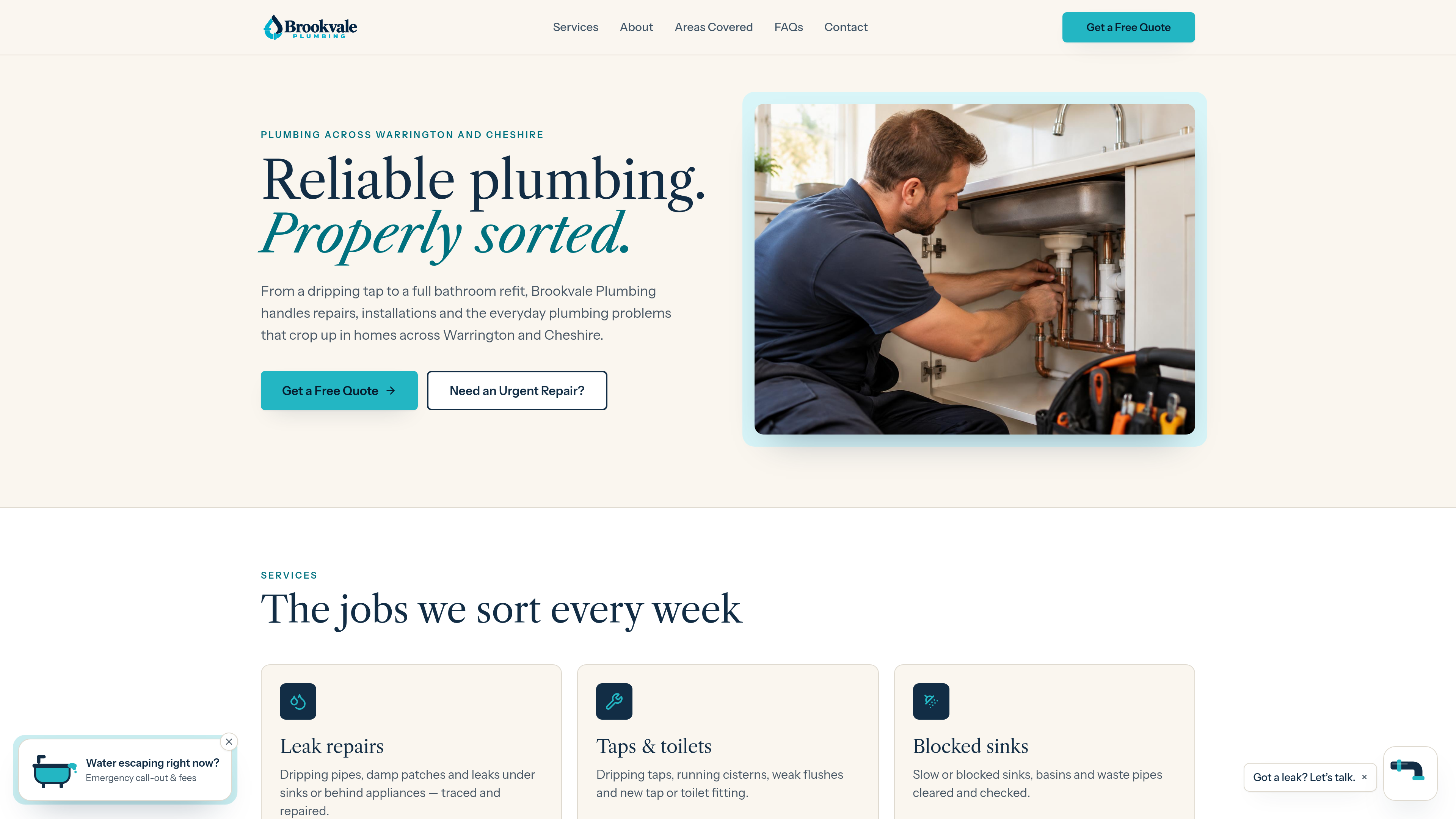 Brookvale Plumbing website screenshot
